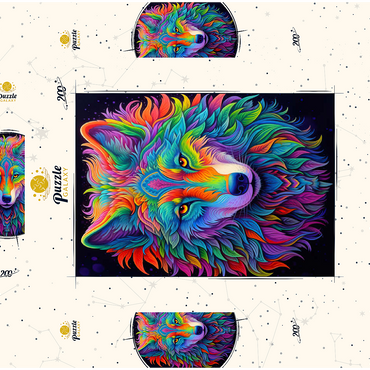 Darstellung des Puzzle Motivs Tribal Wolf 1 200 Puzzle Schachtel 3D Modell