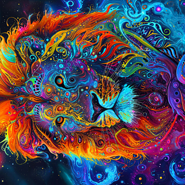 Darstellung des Puzzle Motivs Cosmic Visionary Lion 100 Puzzle 3D Modell
