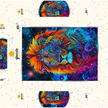 Darstellung des Puzzle Motivs Cosmic Visionary Lion 100 Puzzle Schachtel 3D Modell