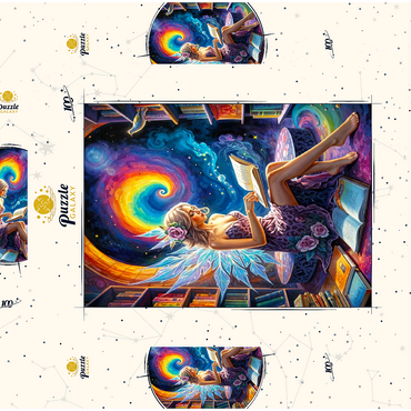 Darstellung des Puzzle Motivs Worlds of Wonder Library Fairy 100 Puzzle Schachtel 3D Modell