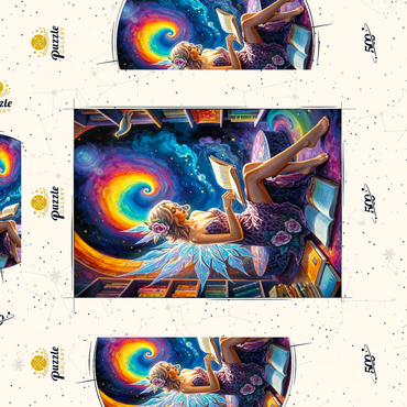 Darstellung des Puzzle Motivs Worlds of Wonder Library Fairy 500 Puzzle Schachtel 3D Modell