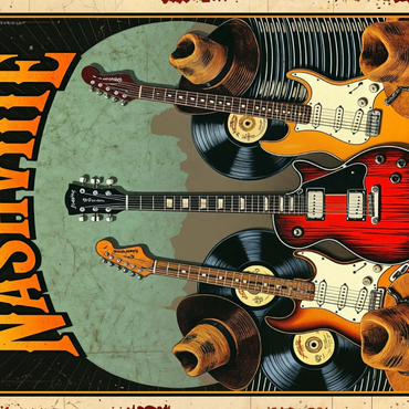 Darstellung des Puzzle Motivs Nashville Guitars and Cowboy Hats 1000 Puzzle 3D Modell