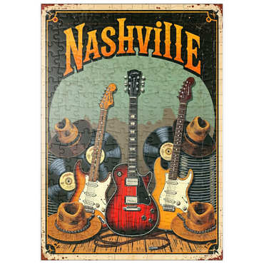 Darstellung des Puzzle Motivs puzzleplate Nashville Guitars and Cowboy Hats 200 Puzzle