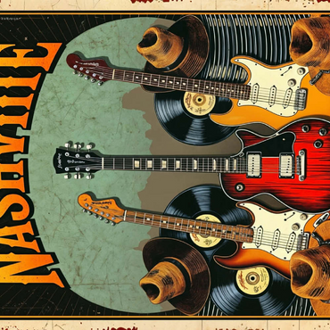 Darstellung des Puzzle Motivs Nashville Guitars and Cowboy Hats 200 Puzzle 3D Modell
