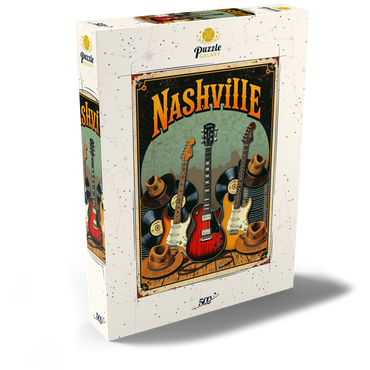 Darstellung des Puzzle Motivs Nashville Guitars and Cowboy Hats 500 Puzzle Schachtel Ansicht2