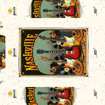 Darstellung des Puzzle Motivs Nashville Guitars and Cowboy Hats 500 Puzzle Schachtel 3D Modell