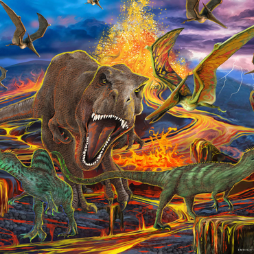 Darstellung des Puzzle Motivs Kingdom of the Dinosaurs 1000 Puzzle 3D Modell