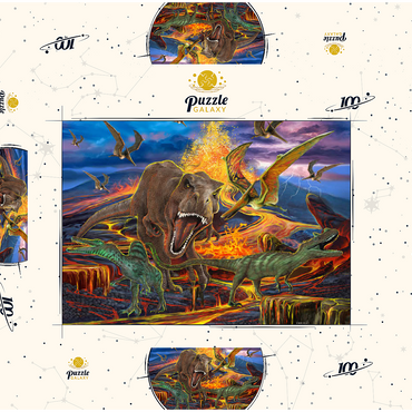 Darstellung des Puzzle Motivs Kingdom of the Dinosaurs 100 Puzzle Schachtel 3D Modell