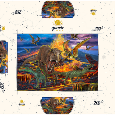 Darstellung des Puzzle Motivs Kingdom of the Dinosaurs 200 Puzzle Schachtel 3D Modell