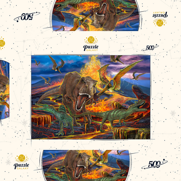 Darstellung des Puzzle Motivs Kingdom of the Dinosaurs 500 Puzzle Schachtel 3D Modell