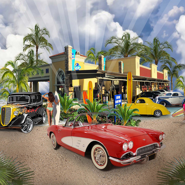 Darstellung des Puzzle Motivs BEACH TOWN USA 1000 Puzzle 3D Modell