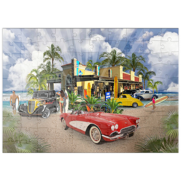 Darstellung des Puzzle Motivs puzzleplate BEACH TOWN USA 100 Puzzle
