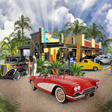 Darstellung des Puzzle Motivs BEACH TOWN USA 500 Puzzle 3D Modell
