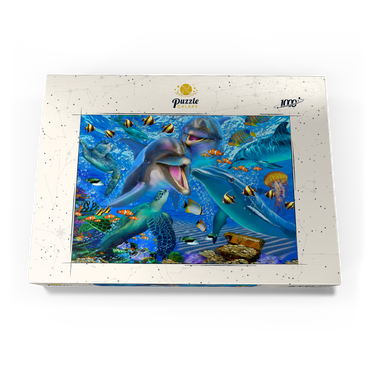 Darstellung des Puzzle Motivs Laughing Dolphins 1000 Puzzle Schachtel Ansicht3