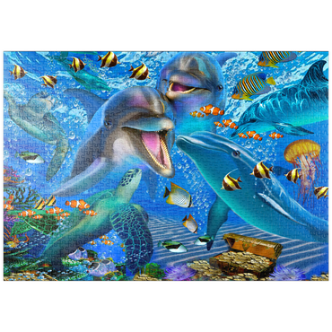 Darstellung des Puzzle Motivs puzzleplate Laughing Dolphins 1000 Puzzle