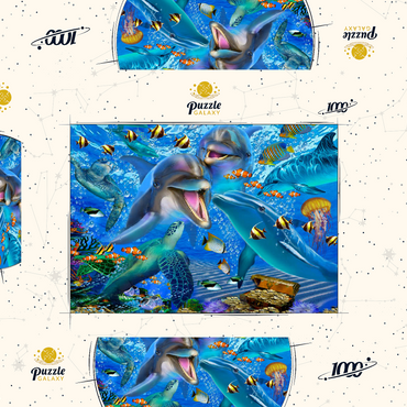 Darstellung des Puzzle Motivs Laughing Dolphins 1000 Puzzle Schachtel 3D Modell