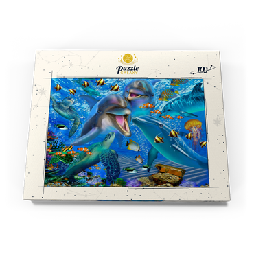 Darstellung des Puzzle Motivs Laughing Dolphins 100 Puzzle Schachtel Ansicht3