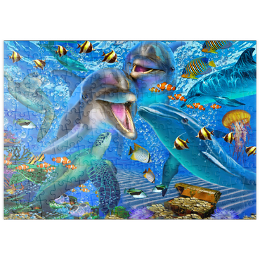 Darstellung des Puzzle Motivs puzzleplate Laughing Dolphins 200 Puzzle