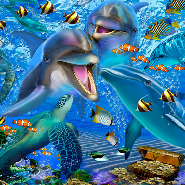 Darstellung des Puzzle Motivs Laughing Dolphins 200 Puzzle 3D Modell
