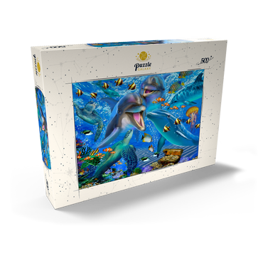 Darstellung des Puzzle Motivs Laughing Dolphins 500 Puzzle Schachtel Ansicht2