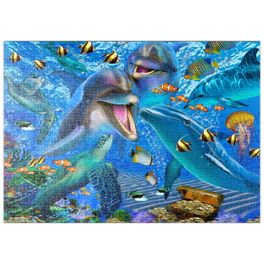 Darstellung des Puzzle Motivs puzzleplate Laughing Dolphins 500 Puzzle