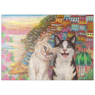 Darstellung des Puzzle Motivs puzzleplate Selfie in Positano 100 Puzzle
