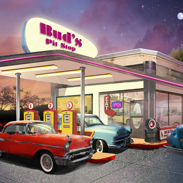 Darstellung des Puzzle Motivs Bud's Pit Stop 1000 Puzzle 3D Modell