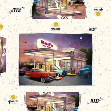 Darstellung des Puzzle Motivs Bud's Pit Stop 1000 Puzzle Schachtel 3D Modell