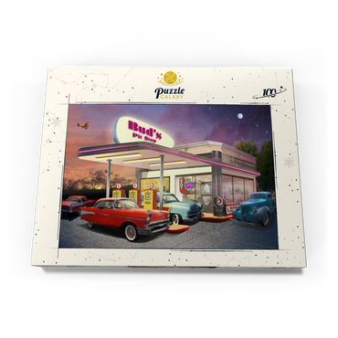 Darstellung des Puzzle Motivs Bud's Pit Stop 100 Puzzle Schachtel Ansicht3