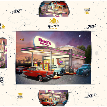 Darstellung des Puzzle Motivs Bud's Pit Stop 200 Puzzle Schachtel 3D Modell