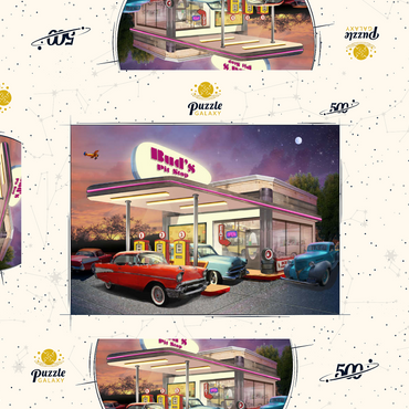 Darstellung des Puzzle Motivs Bud's Pit Stop 500 Puzzle Schachtel 3D Modell