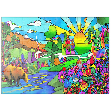 Darstellung des Puzzle Motivs puzzleplate Bear River Sunset 100 Puzzle
