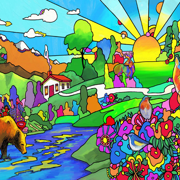 Darstellung des Puzzle Motivs Bear River Sunset 200 Puzzle 3D Modell