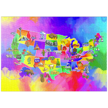 Darstellung des Puzzle Motivs puzzleplate usa map 1000 Puzzle