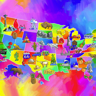 Darstellung des Puzzle Motivs usa map 1000 Puzzle 3D Modell