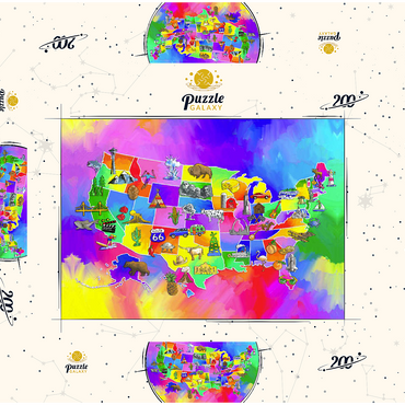 Darstellung des Puzzle Motivs usa map 200 Puzzle Schachtel 3D Modell