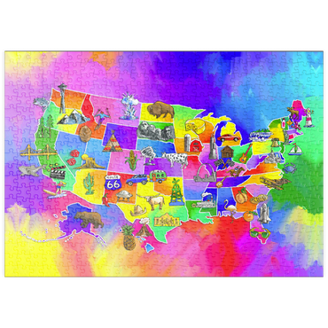Darstellung des Puzzle Motivs puzzleplate usa map 500 Puzzle