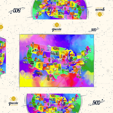 Darstellung des Puzzle Motivs usa map 500 Puzzle Schachtel 3D Modell