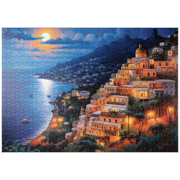 Darstellung des Puzzle Motivs puzzleplate Positano Moonlit 1000 Puzzle