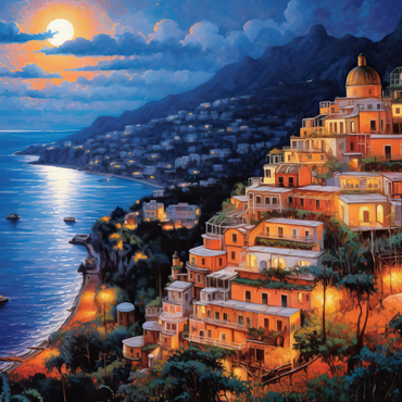 Darstellung des Puzzle Motivs Positano Moonlit 1000 Puzzle 3D Modell