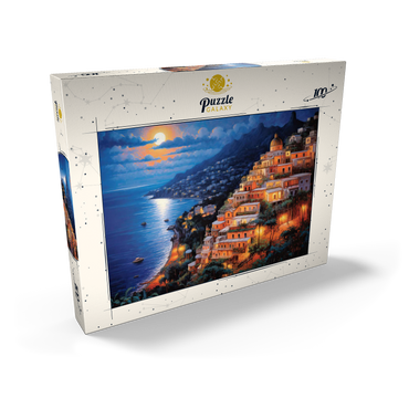 Darstellung des Puzzle Motivs Positano Moonlit 100 Puzzle Schachtel Ansicht2