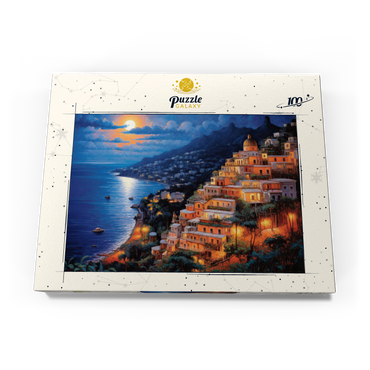 Darstellung des Puzzle Motivs Positano Moonlit 100 Puzzle Schachtel Ansicht3