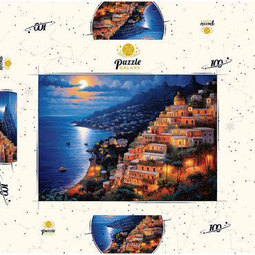 Darstellung des Puzzle Motivs Positano Moonlit 100 Puzzle Schachtel 3D Modell