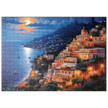 Darstellung des Puzzle Motivs puzzleplate Positano Moonlit 500 Puzzle