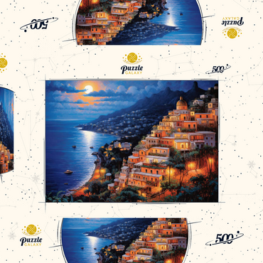 Darstellung des Puzzle Motivs Positano Moonlit 500 Puzzle Schachtel 3D Modell