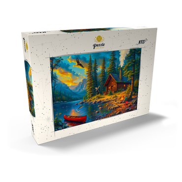 Darstellung des Puzzle Motivs Cabin by the Lake 1000 Puzzle Schachtel Ansicht2