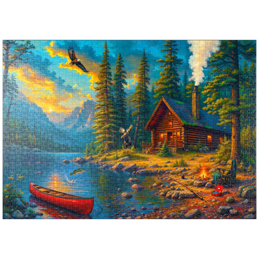 Darstellung des Puzzle Motivs puzzleplate Cabin by the Lake 1000 Puzzle