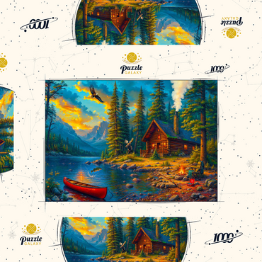 Darstellung des Puzzle Motivs Cabin by the Lake 1000 Puzzle Schachtel 3D Modell