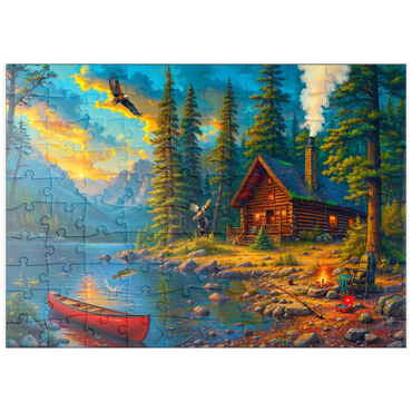 Darstellung des Puzzle Motivs puzzleplate Cabin by the Lake 100 Puzzle