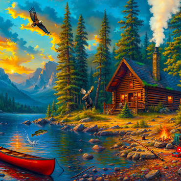 Darstellung des Puzzle Motivs Cabin by the Lake 200 Puzzle 3D Modell